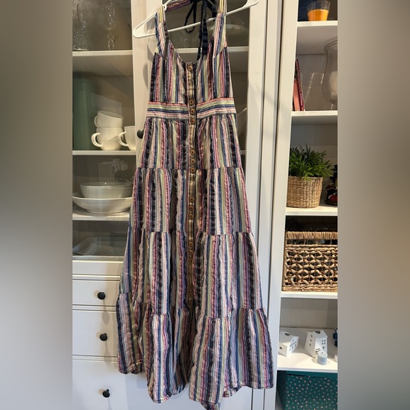 Maeve Dresses & Skirts - Anthropologie Maeve Striped Halter Tiered
Button Front Dress Size 8